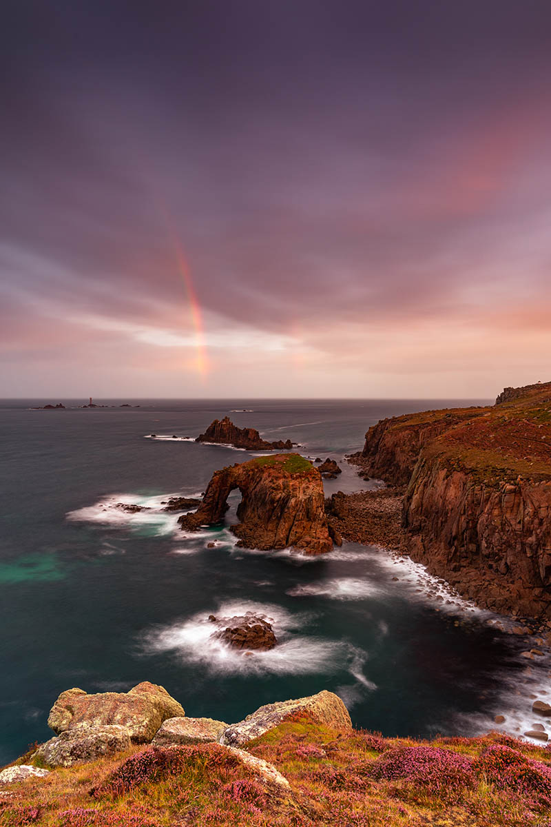 Rainbow at Lands End, Cornwall, England.