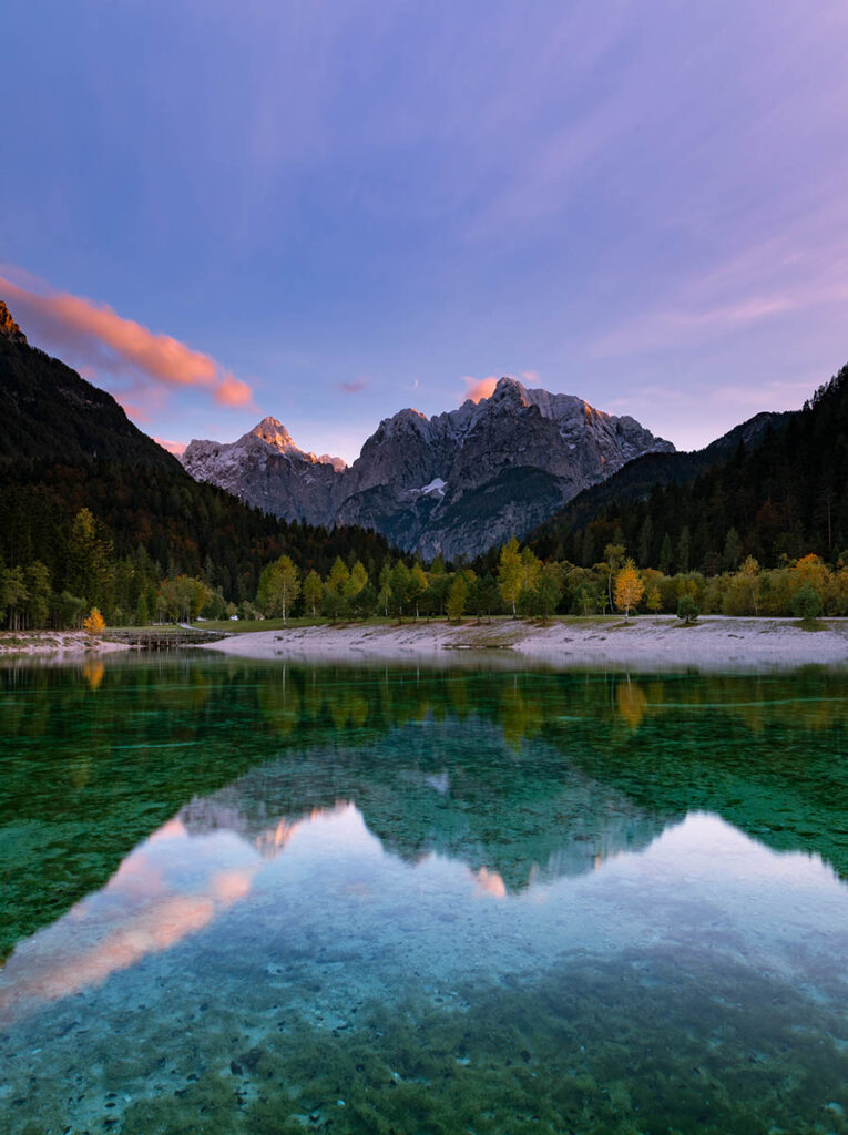 Lake Jasna at sunset, Slovenia photography workshops with Scott Boulton.