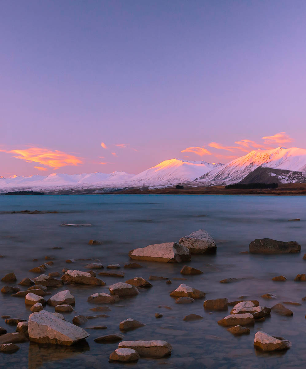 Lake Tekao at Sunset, South Island, New Zealand.